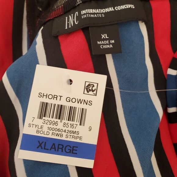 INC Lace-Trim Bold Striped Chemise Nightgown size XL - NEW - Picture 9 of 11